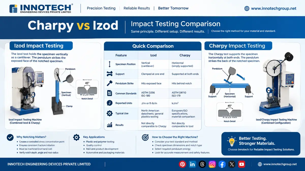 Izod vs Charpy Impact Testing of Plastics: Methods, Notchig & Machine Selection